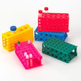 TUFFBLOK Tube Rack, 4-Way, PP, Link Together, Assorted Colors, 5/Pack