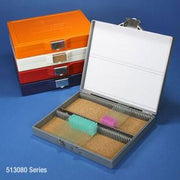 Slide Box for 100 Slides, Cork Lined, Stainless Steel Lock, 5 Assorted Colors