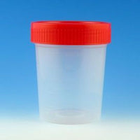Specimen Container, 4oz, with Separate 1/4-Turn Red Screwcap, Non-Sterile, PP, Graduated, Bulk