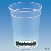 Specimen Container, 6.5oz, with Attached Thermometer Strip, Pour Spout, PP, Graduated