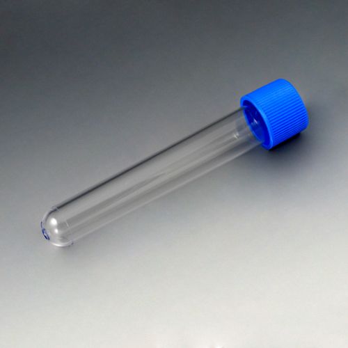 Test Tube with Attached Red Screw Cap, 16 x 100mm (10mL), PS, STERILE, Individually Wrapped