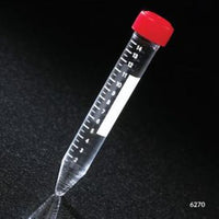 Centrifuge Tube, 15mL, Attached Red Screw Cap, Acrylic, Printed Graduations, STERILE