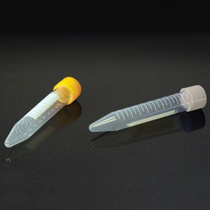 Centrifuge Tube, 10mL, with Attached Yellow PP Screw Cap, PP, Printed Graduations, STERILE